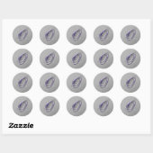 Paarse en Silver Glitter Fancy Script Monogram O Ronde Sticker (Vel)