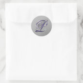 Paarse en Silver Glitter Fancy Script Monogram P Ronde Sticker (Tas)