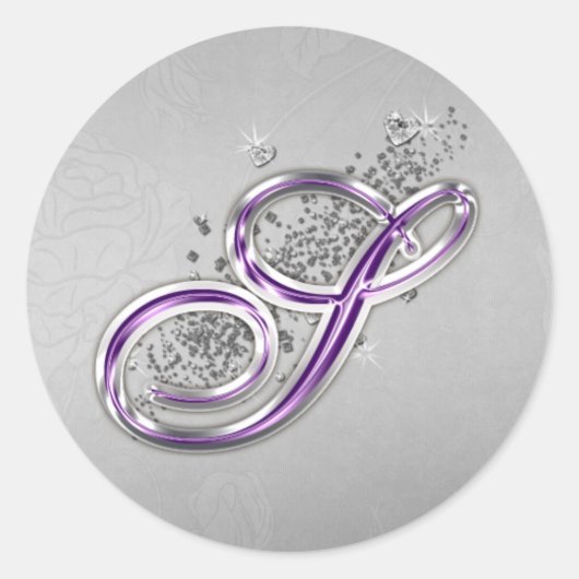 Paarse en Silver Glitter Monogram S Sticker (Voorkant)