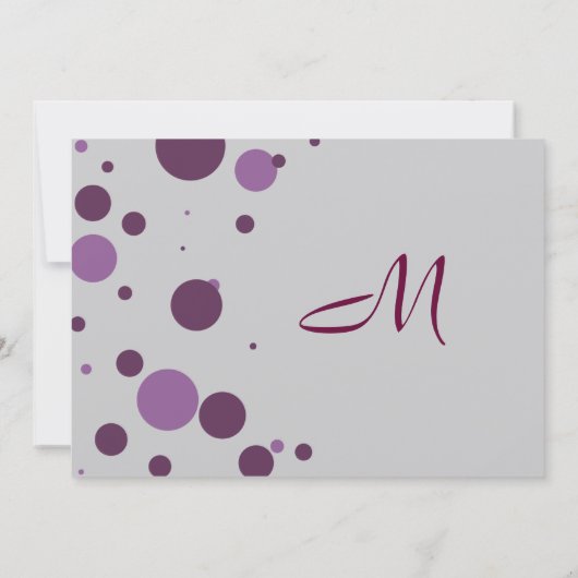 Paarse en Silver Polka Dot Wedding Uitnodiging (Achterkant)