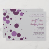 Paarse en Silver Polka Dot Wedding Uitnodiging (Voorkant / Achterkant)