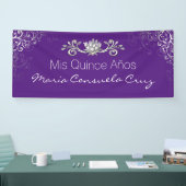 Paarse en Silver Quinceanera Banner (Beurs)