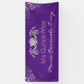 Paarse en Silver Quinceanera Banner (Verticaal)