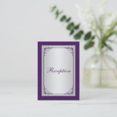 Paarse en Silver Scroll Receptie Behuizing Kaart (Staand voorkant)