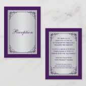 Paarse en Silver Scroll Receptie Behuizing Kaart (Voorkant / Achterkant)