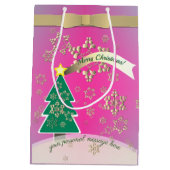 Paarse en SnowyBronze"Vrolijk Kerstfeest" Medium Cadeauzakje (Achterkant)