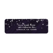 Paarse en spaarsterren Elegant Glamour Uitnodiging Etiket (Voorkant)