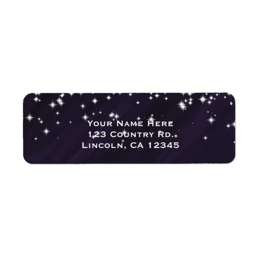 Paarse en spaarsterren Elegant Glamour Uitnodiging Etiket (Voorkant)