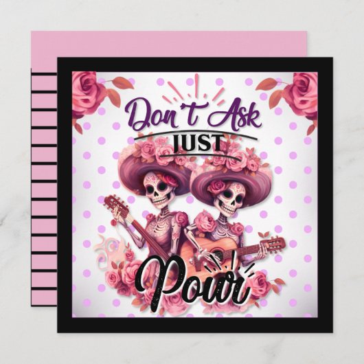 Paarse en  Suikerschedel Feestdagenkaart (Voorkant / Achterkant)