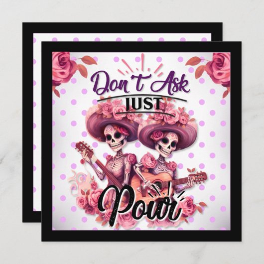 Paarse en  Suikerschedel Feestdagenkaart (Voorkant / Achterkant)