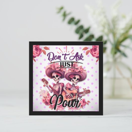 Paarse en  Suikerschedel Feestdagenkaart (Staand voorkant)