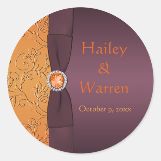 Paarse en Tangerine 1.5"Diameter Ronde Sticker (Voorkant)