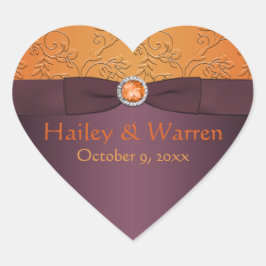 Paarse en Tangerine Heart Shaped Sticker