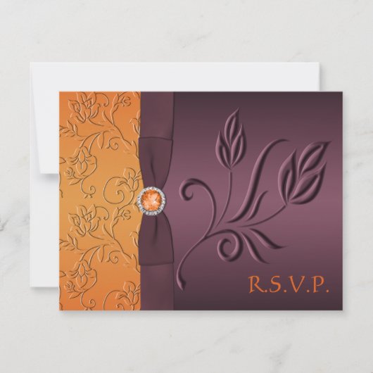 Paarse en Tangerine RSVP-kaart RSVP Kaartje (Voorkant)