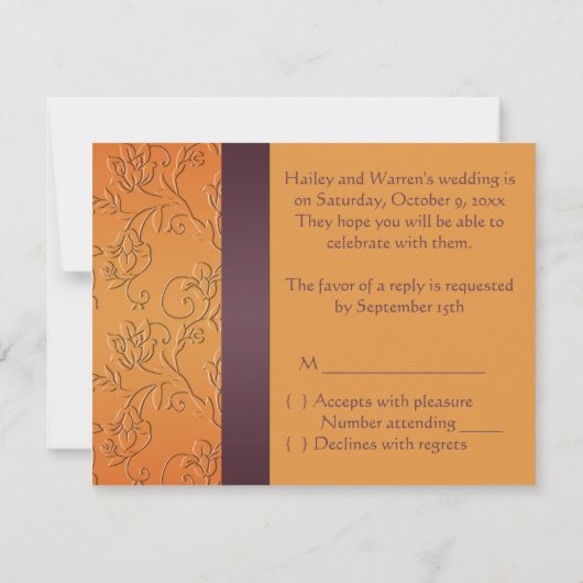 Paarse en Tangerine RSVP-kaart RSVP Kaartje (Achterkant)