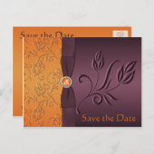Paarse en Tangerine Save the Date Kaart (Voorkant / Achterkant)