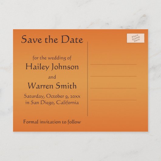 Paarse en Tangerine Save the Date Kaart (Achterkant)