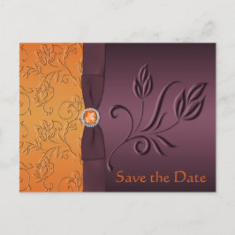 Paarse en Tangerine Save the Date Kaart