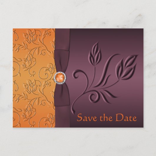 Paarse en Tangerine Save the Date Kaart (Voorkant)