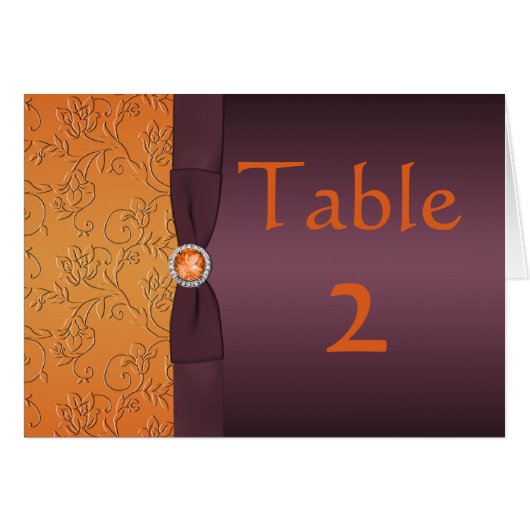 Paarse en Tangerine-tafelkaart (Voorkant Horizontaal)