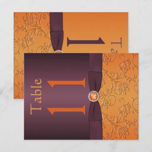 Paarse en Tangerine Tafelnummer Briefkaart (Voorkant / Achterkant)