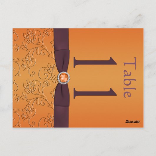 Paarse en Tangerine Tafelnummer Briefkaart (Achterkant)