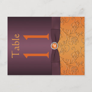Paarse en Tangerine Tafelnummer Briefkaart