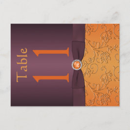 Paarse en Tangerine Tafelnummer Briefkaart