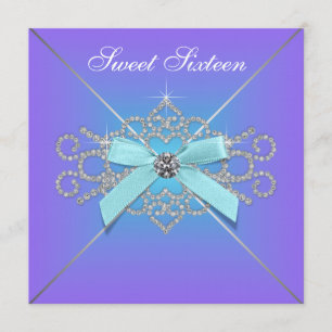 Paarse en turkooisblauwe diamanten Sweet 16 Verjaa Kaart