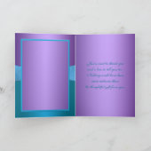 Paarse en Turkooise Bloemen dankt u kaardt Bedankkaart (Binnen)