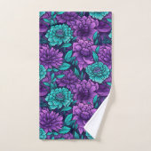 Paarse en turkooizen bloemen bad handdoek (Handdoek)