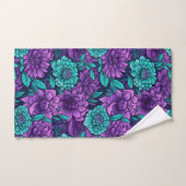 Paarse en turkooizen bloemen bad handdoek (Handdoek)