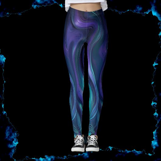 Paarse en turquoise Abstract Leggings