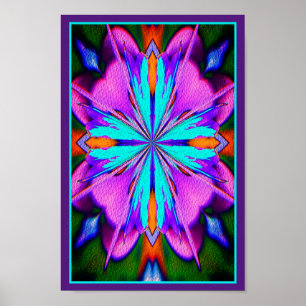 Paarse en turquoise Abstract Poster