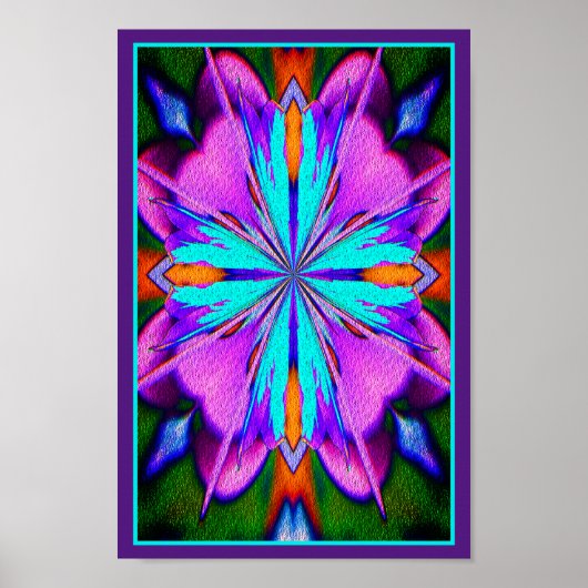 Paarse en turquoise Abstract Poster (Voorkant)