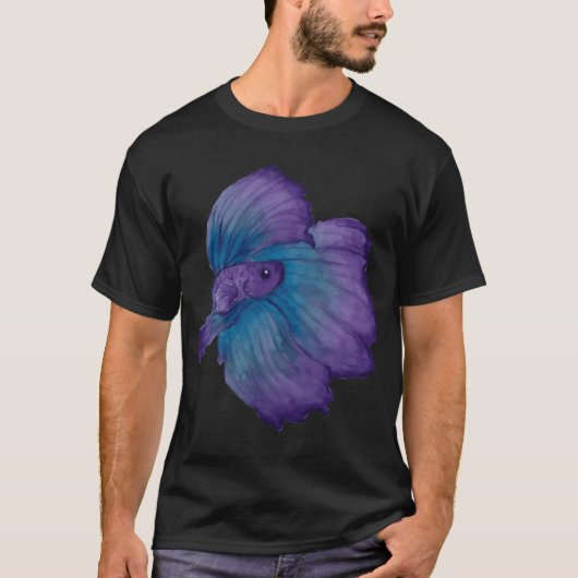 Paarse en turquoise betta t-shirt (Voorkant)