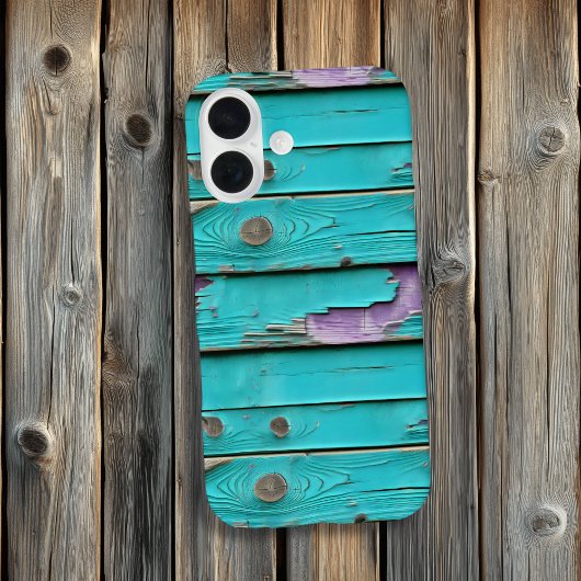 Paarse en turquoise blauw verweerd hout Case-Mate iPhone case