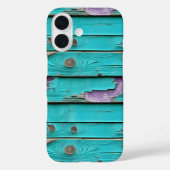 Paarse en turquoise blauw verweerd hout Case-Mate iPhone case (Achterkant)