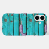 Paarse en turquoise blauw verweerd hout Case-Mate iPhone case (Achterkant (horizontaal))