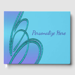 Paarse en turquoise blauwe huwelijksfeest gastboek gastenboek