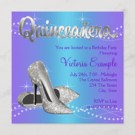 Paarse en turquoise blauwe Quinceanera Kaart