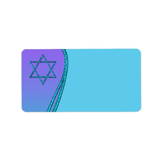 Paarse en turquoise blauwe Ster van David adreslab Etiket (Voorkant)