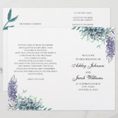 Paarse en turquoise bloemen. Huwelijksprogramma ge (Voorkant / Achterkant)