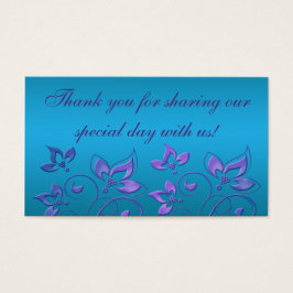 Paarse en turquoise bloemenbruiloft gunst Label Visitekaartje