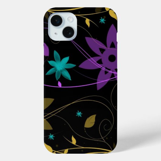 Paarse en turquoise bloemenwijngaard Case-Mate iPhone case (Achterkant)