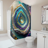 Paarse en Turquoise Blue Geode Gold Douchegordijn (In situ)