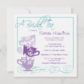 Paarse en Turquoise Bridal Shower Invitation - Tea Kaart (Voorkant)