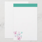 Paarse en Turquoise Butterflies Briefpapier (Voorkant / Achterkant)