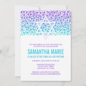Paarse en turquoise confetti stippen Bat Mitzvah Kaart (Voorkant)