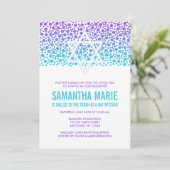 Paarse en turquoise confetti stippen Bat Mitzvah Kaart (Staand voorkant)